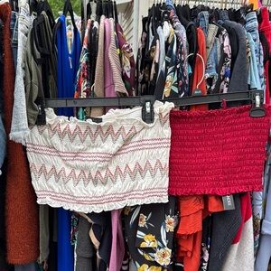 Red and White Patterned Tube Tops